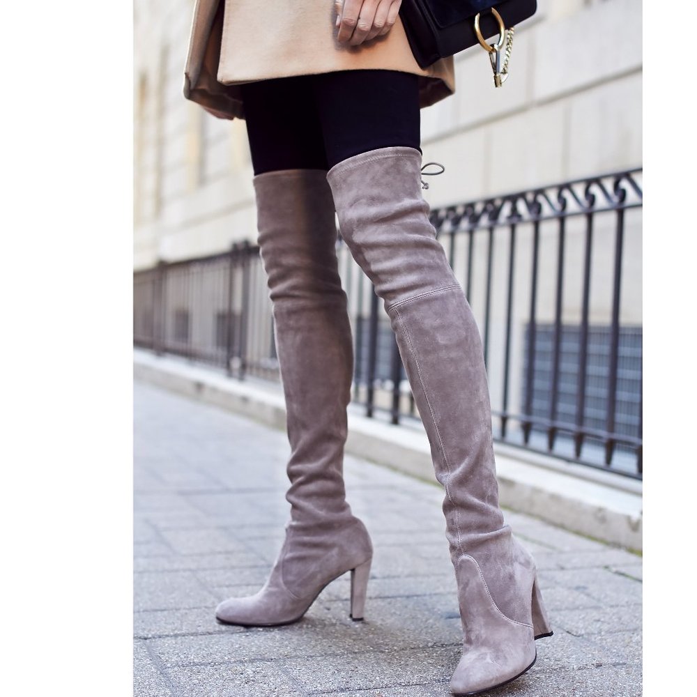 NEW Stuart Weitzman Highland Over-the-Knee Boots, EU 39.5 (US 9), Topo Suede